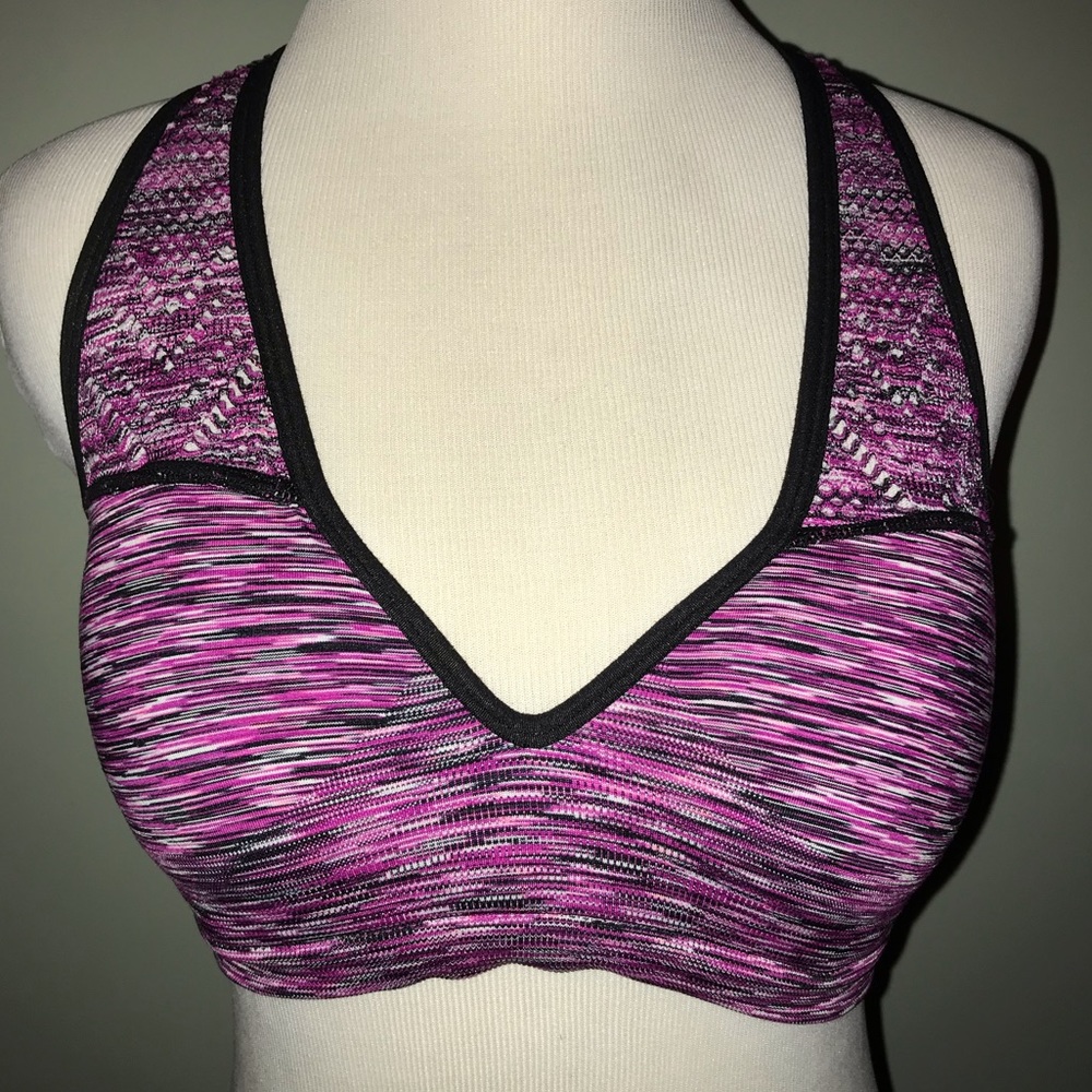 Pink Seamless Racerback Push-Up Sport Bra medium